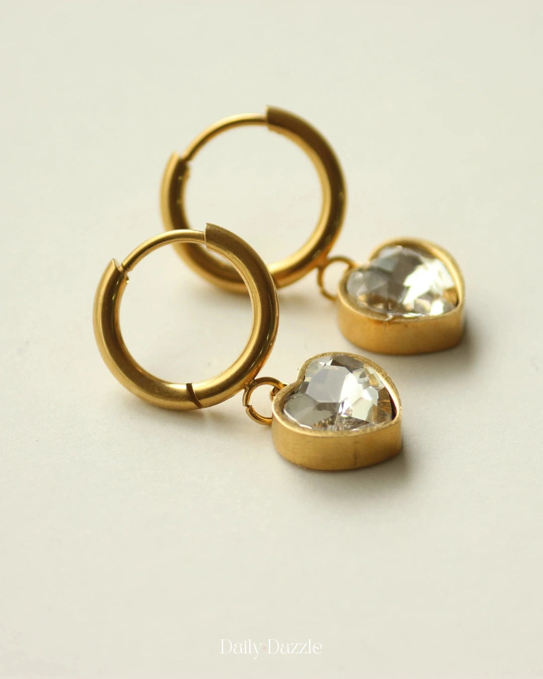 Heart Drop Hoops – 18K Gold-Plated