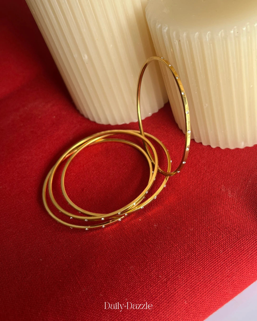 18K Gold Plated Stone-Studded Bangle (Single)