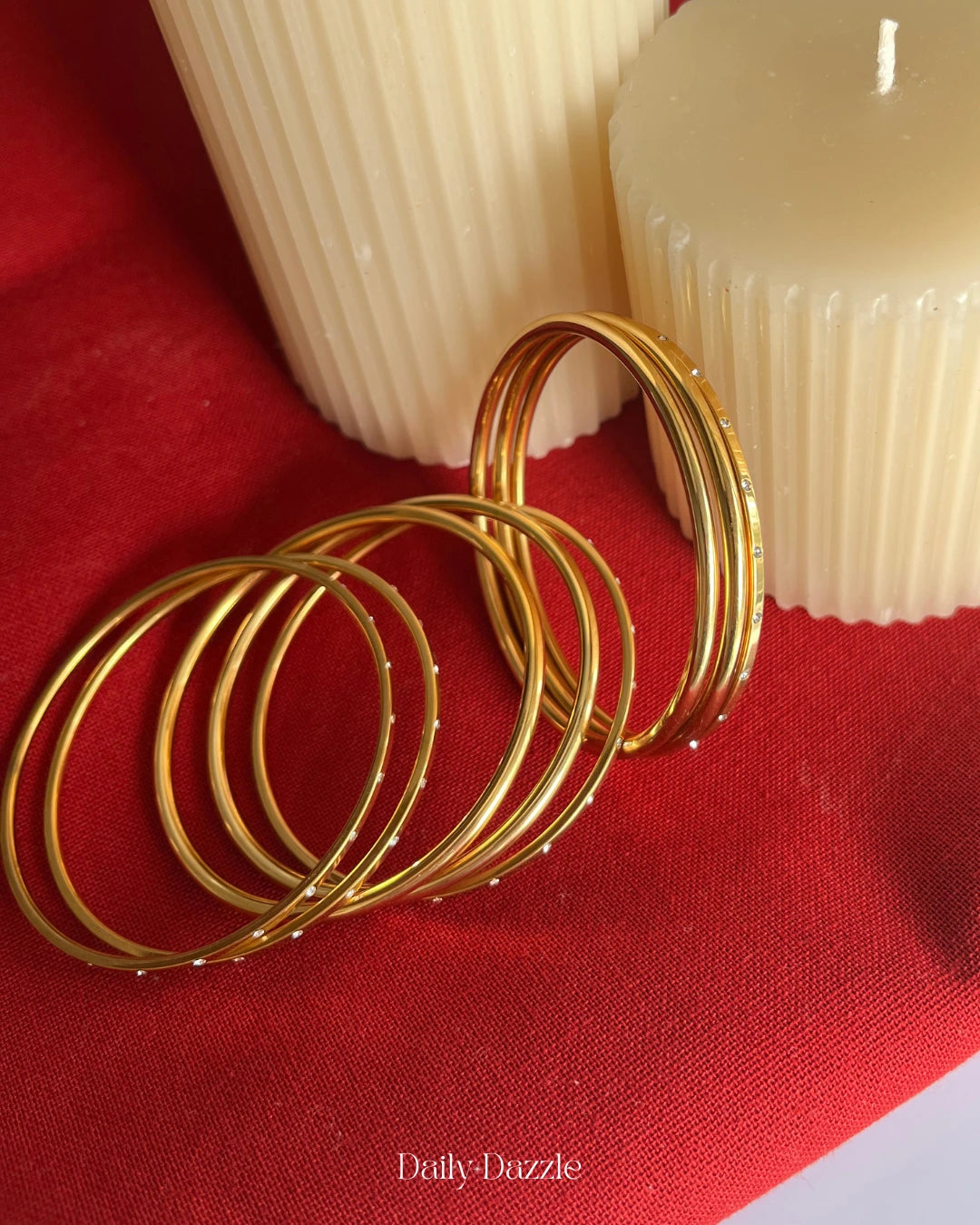 18K Gold Plated Stone-Studded Bangle (Single)