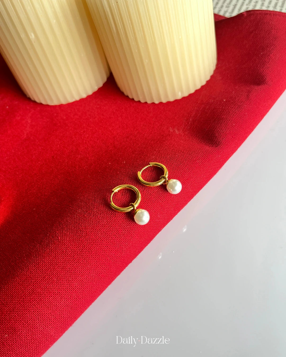 18K Gold Plated Mini Pearl Hoop