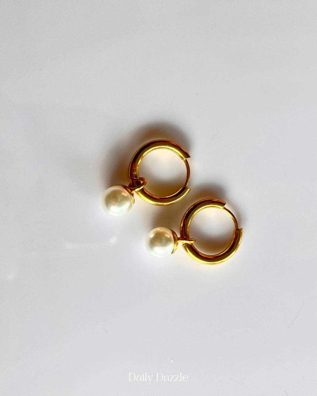 18K Gold Plated Mini Pearl Hoop