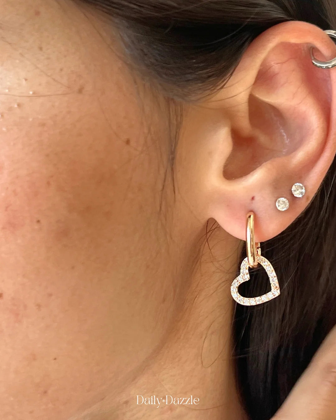 Rose Gold Heart Hoop Earrings