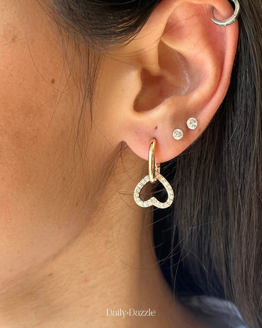 Rose Gold Heart Hoop Earrings
