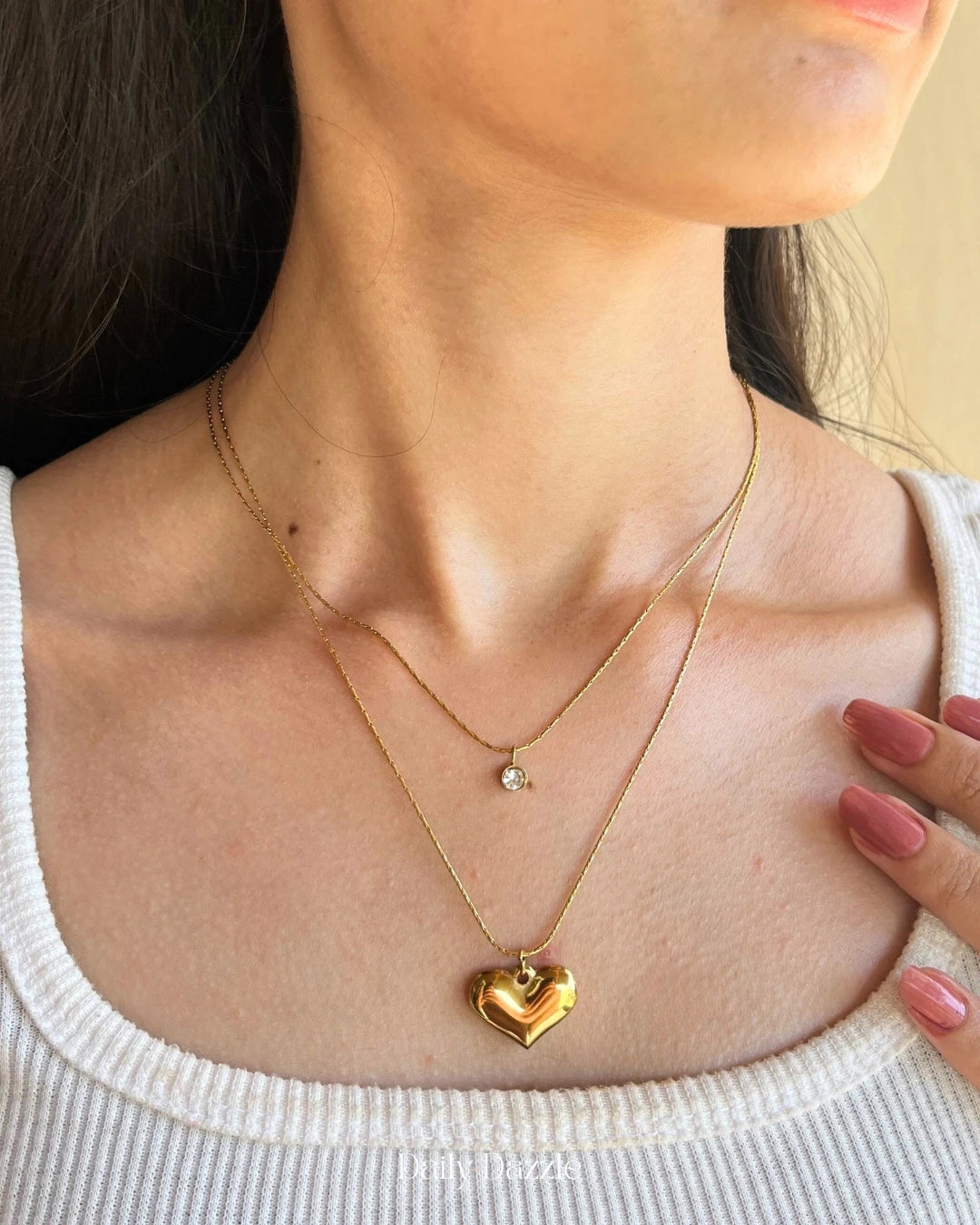 Golden Heart Duo Necklace