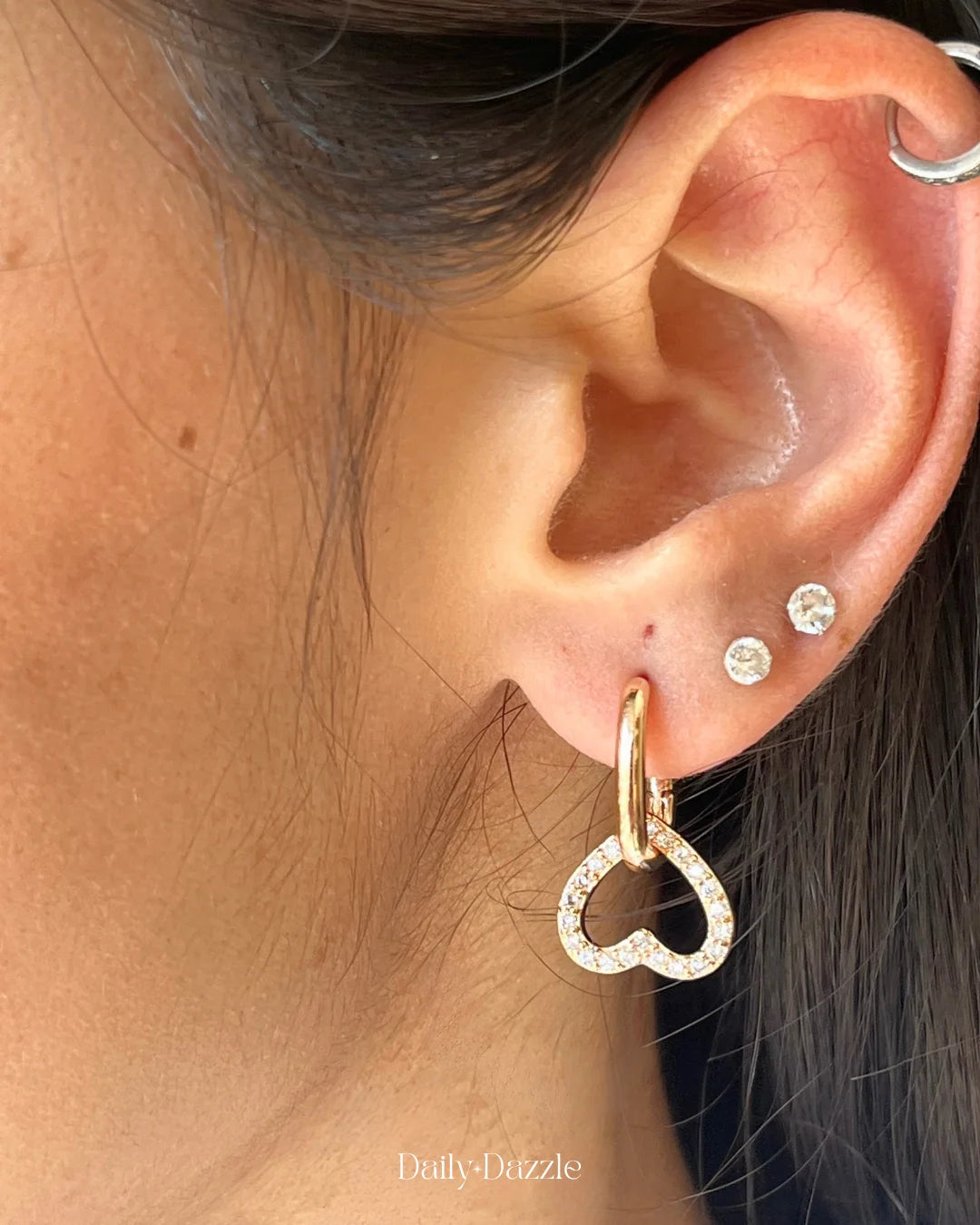 Rose Gold Heart Hoop Earrings