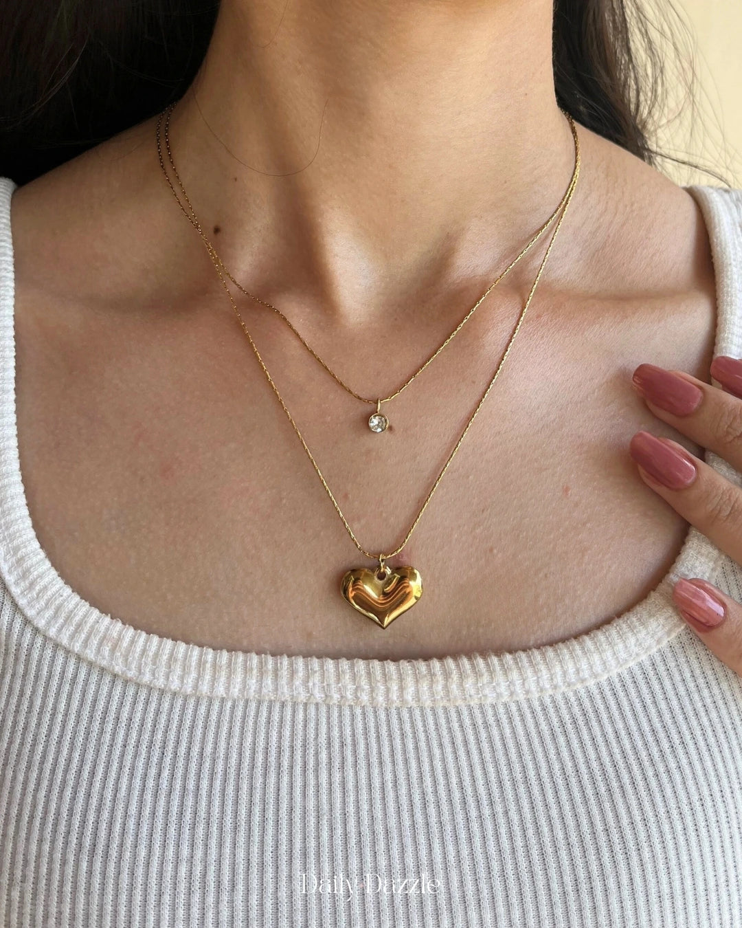 Golden Heart Duo Necklace