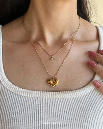 Golden Heart Duo Necklace