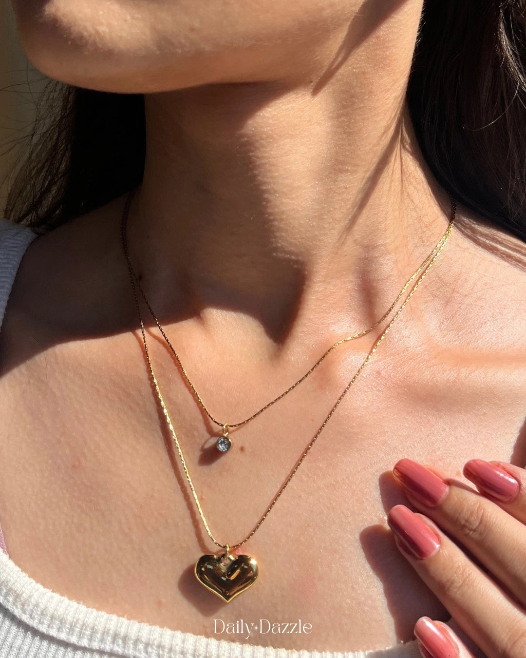 Golden Heart Duo Necklace