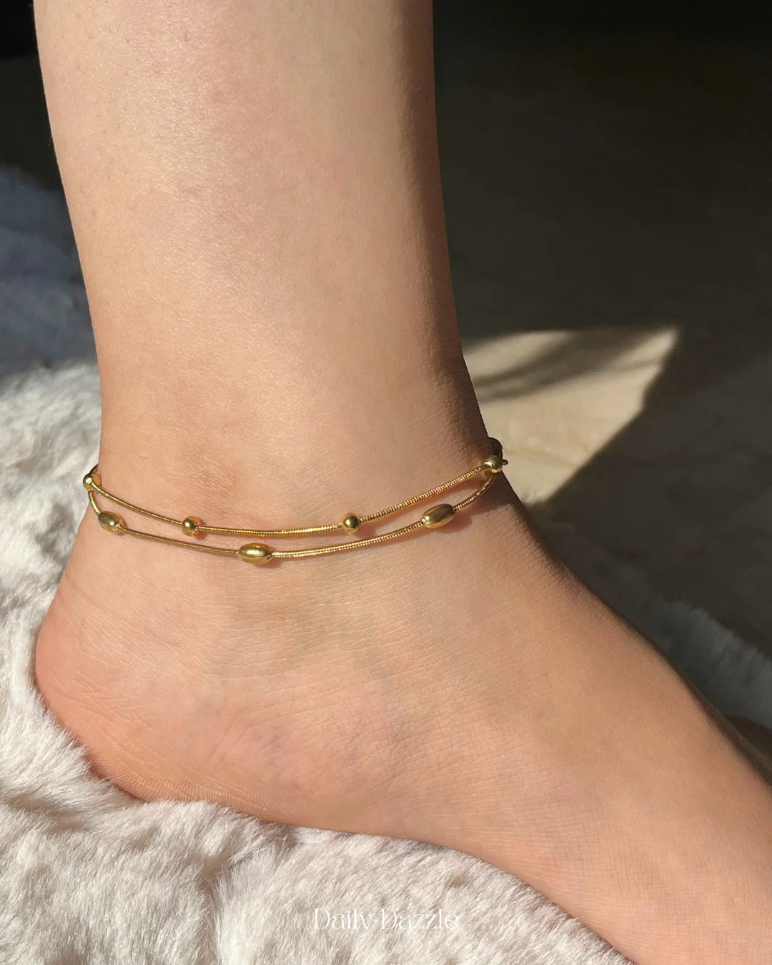 Dual-Layer Beaded Anklet