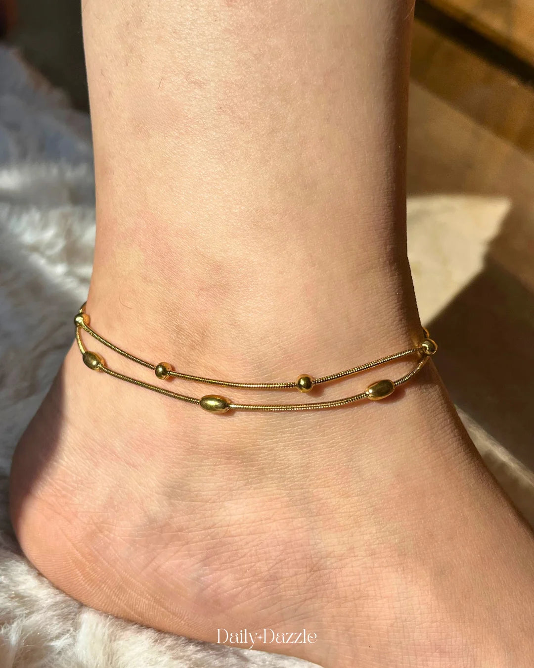 Dual-Layer Beaded Anklet