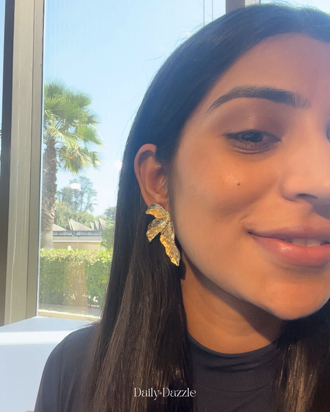 Golden Leaf Statement Earrings