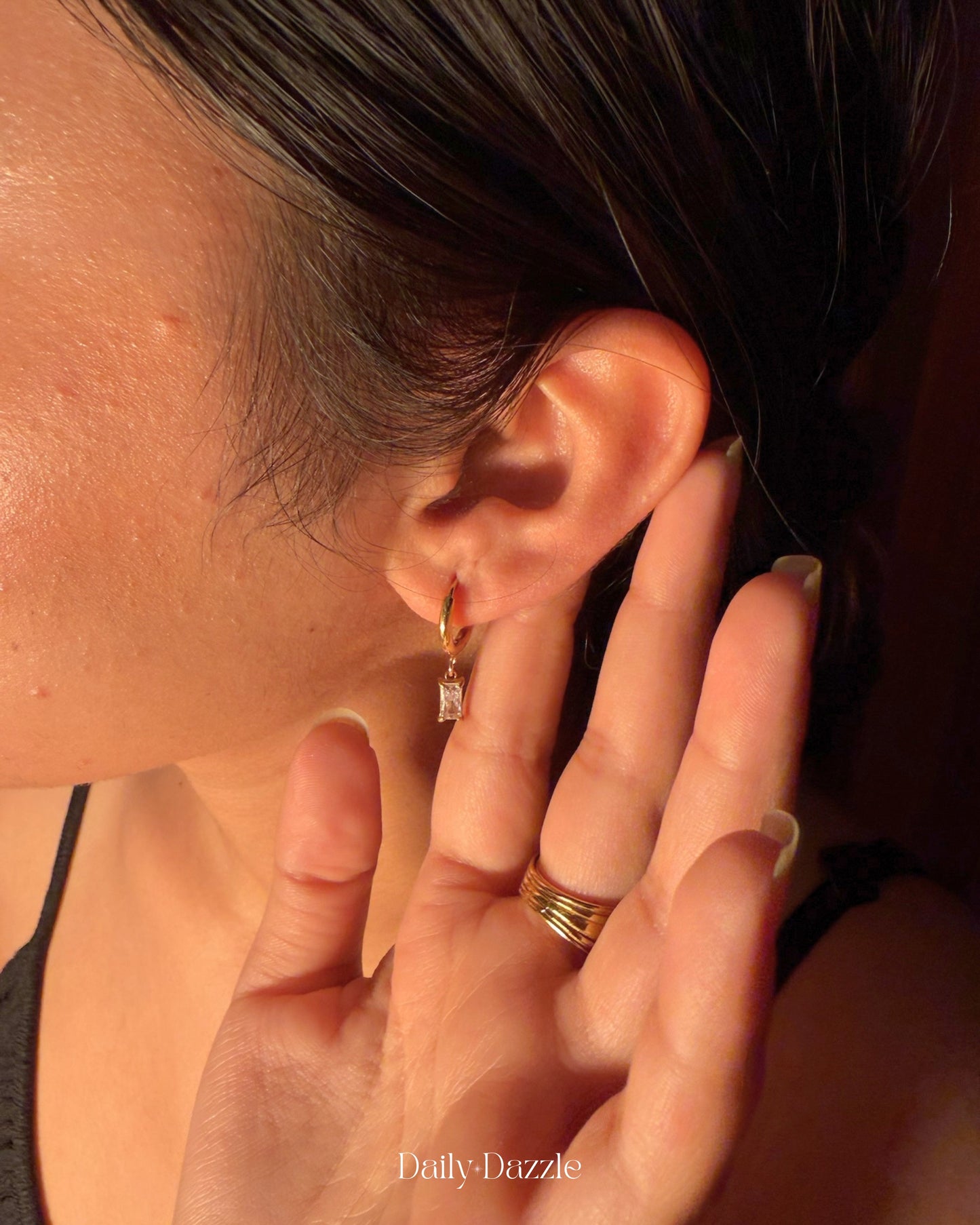 Crystal Drop Hoops
