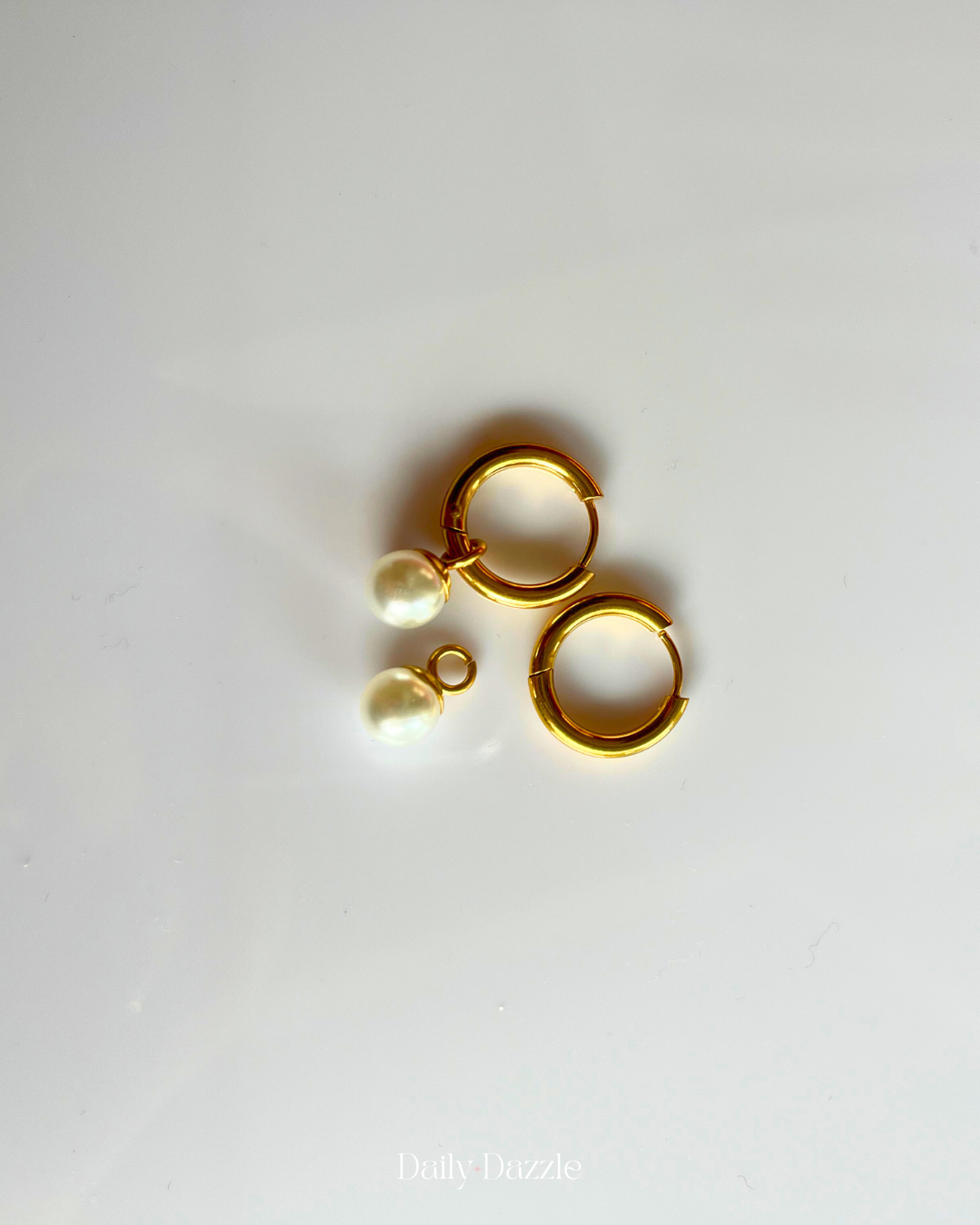 18K Gold Plated Mini Pearl Hoop