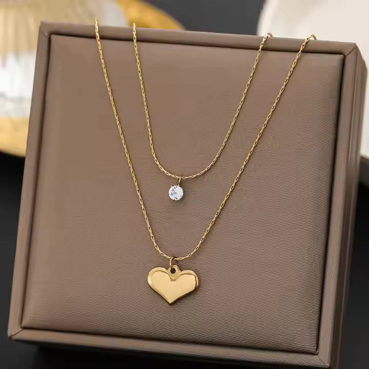 Golden Heart Duo Necklace