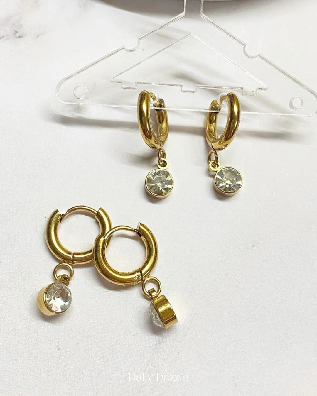 Drop Hoops – 18K Gold-Plated