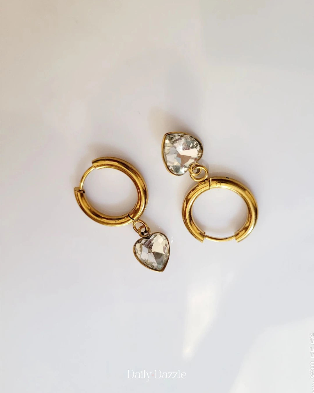 Heart Drop Hoops – 18K Gold-Plated