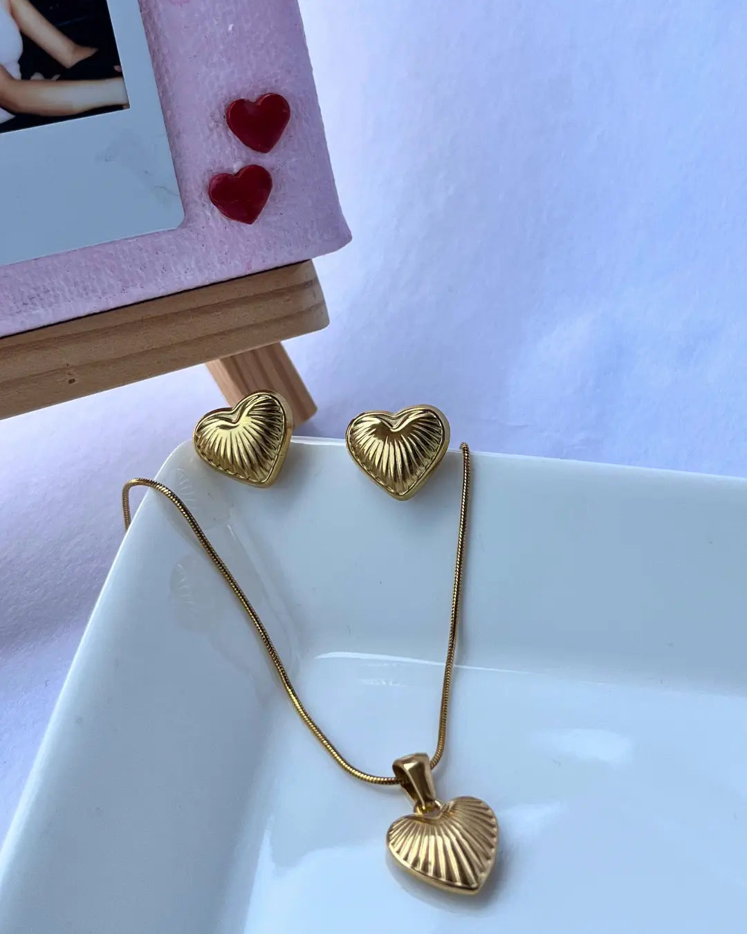 Heart Charm Set - 18k Gold Plated