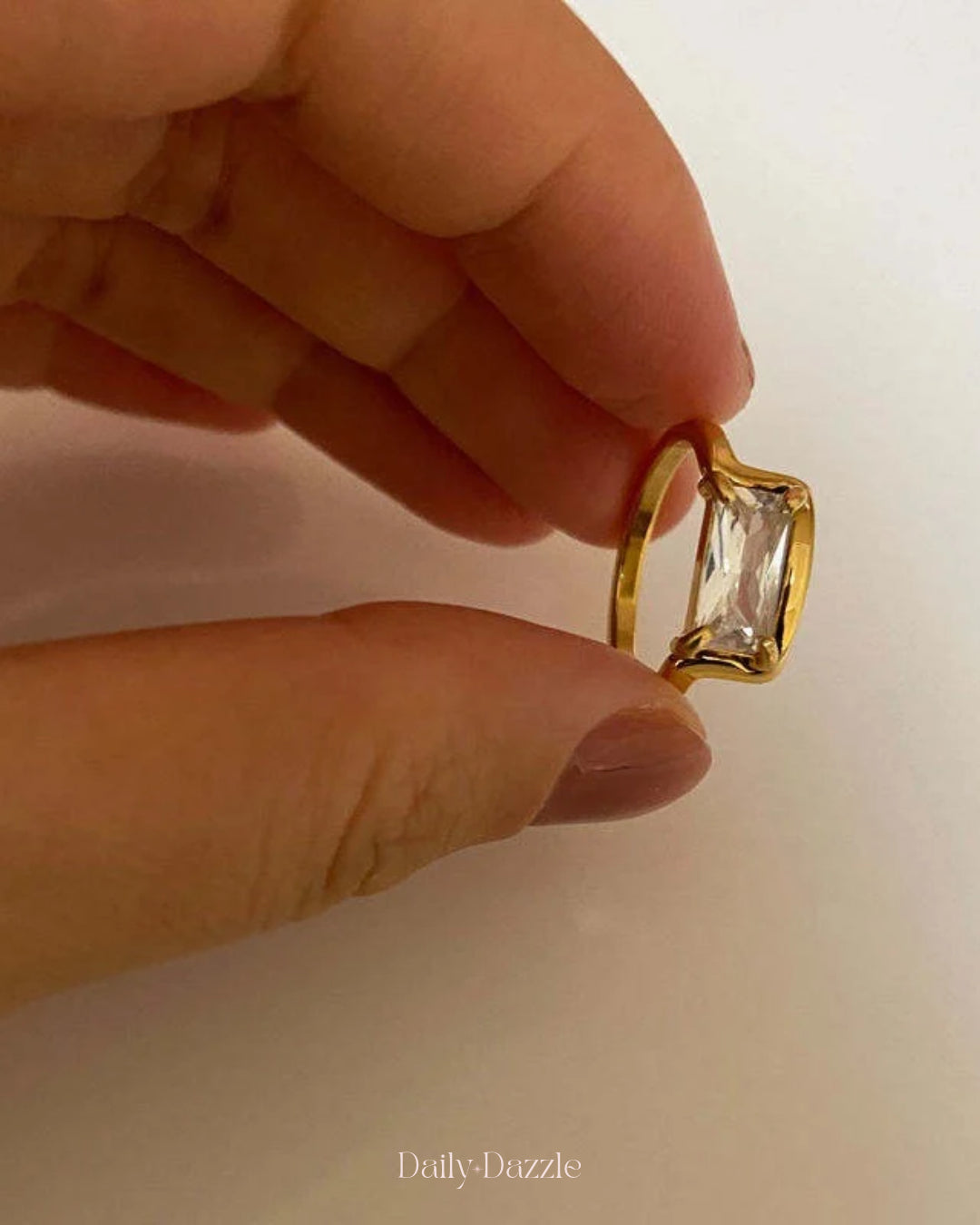 Emerald Cut Ring | 18k Gold plated