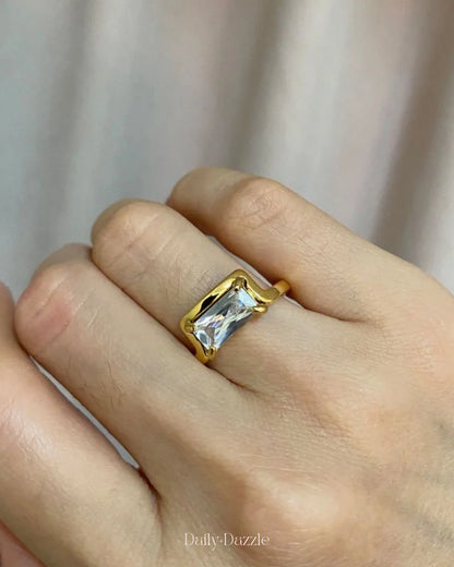 Emerald Cut Ring | 18k Gold plated