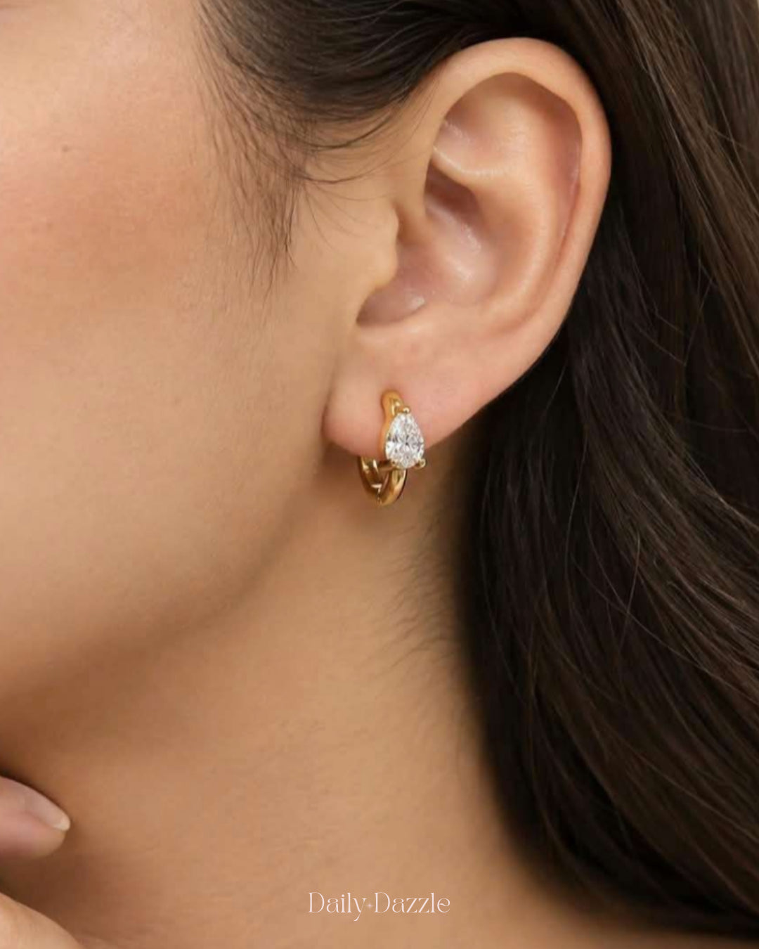 Golden Teardrop Huggie Earrings