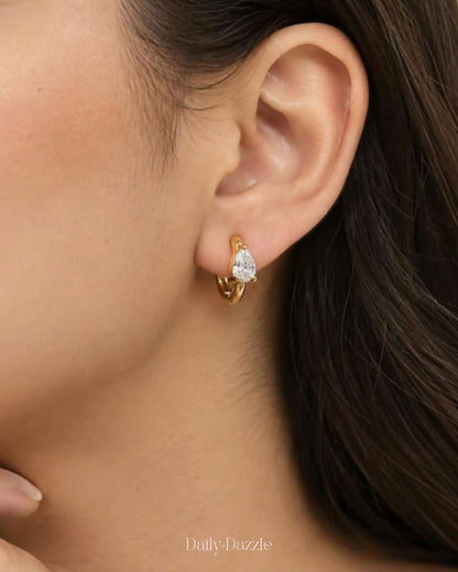 Golden Teardrop Huggie Earrings