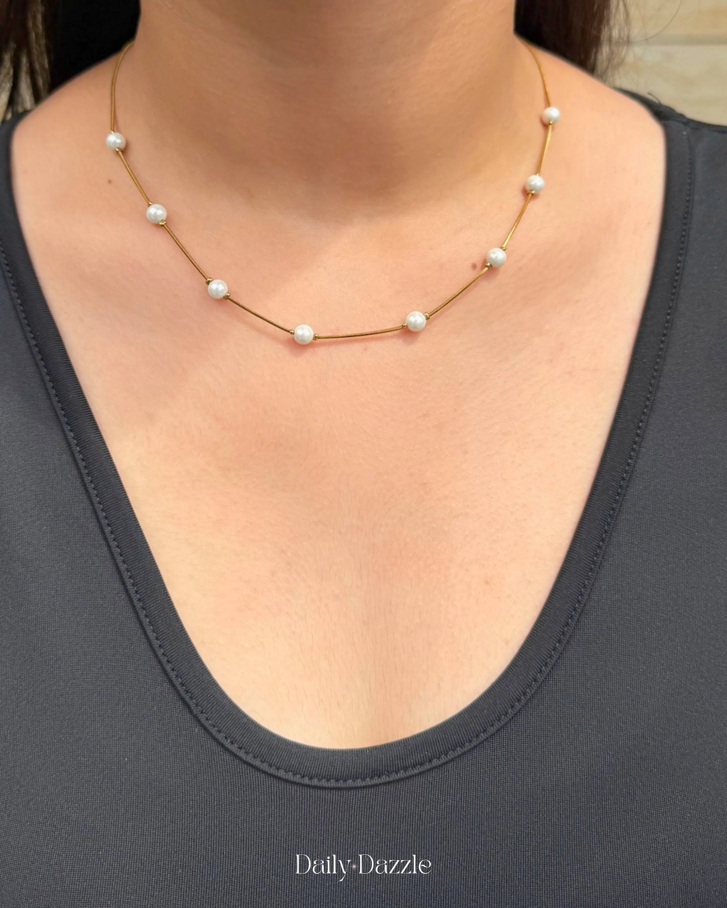 Pearl Line Necklace