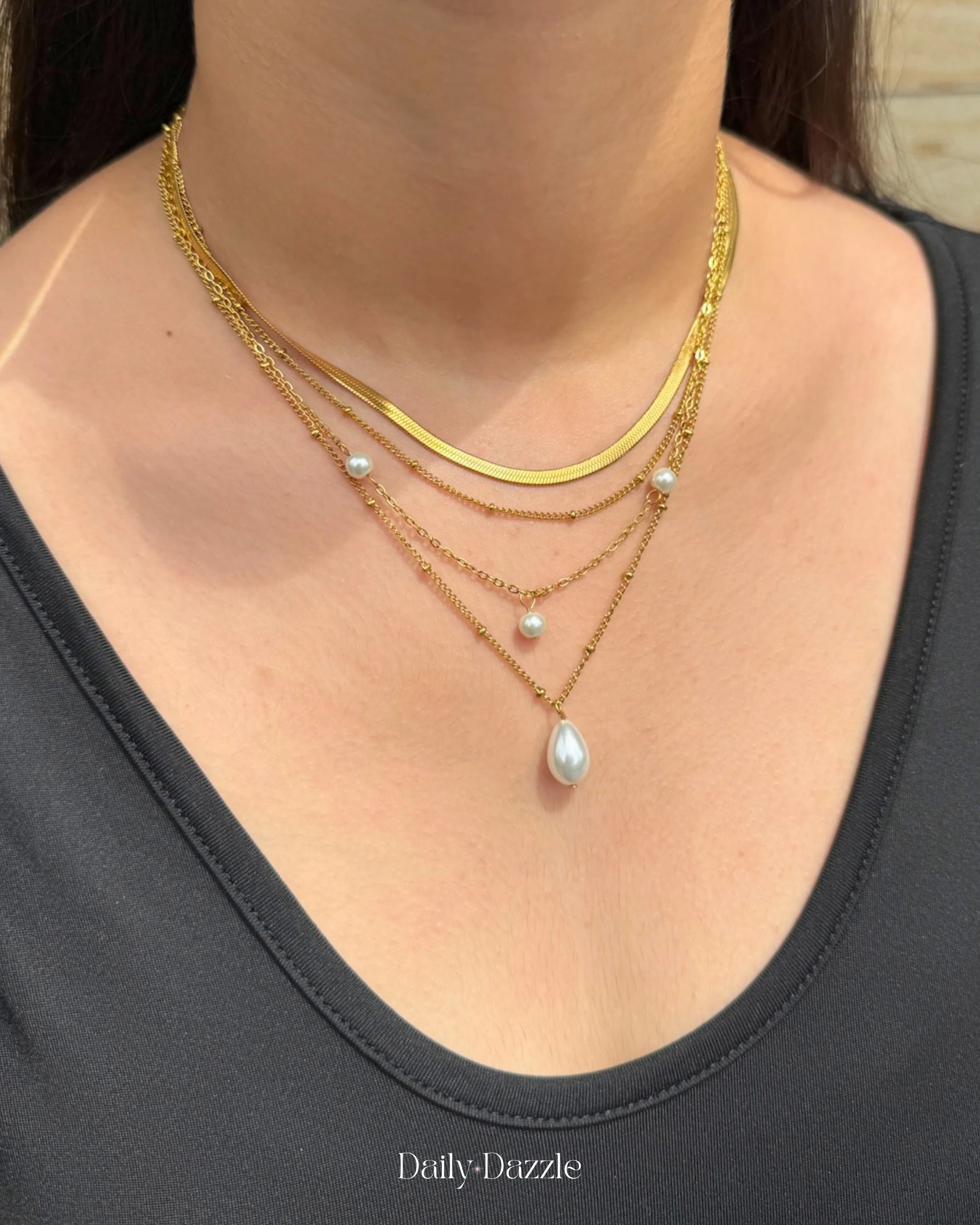 Golden Pearl Layered Necklace