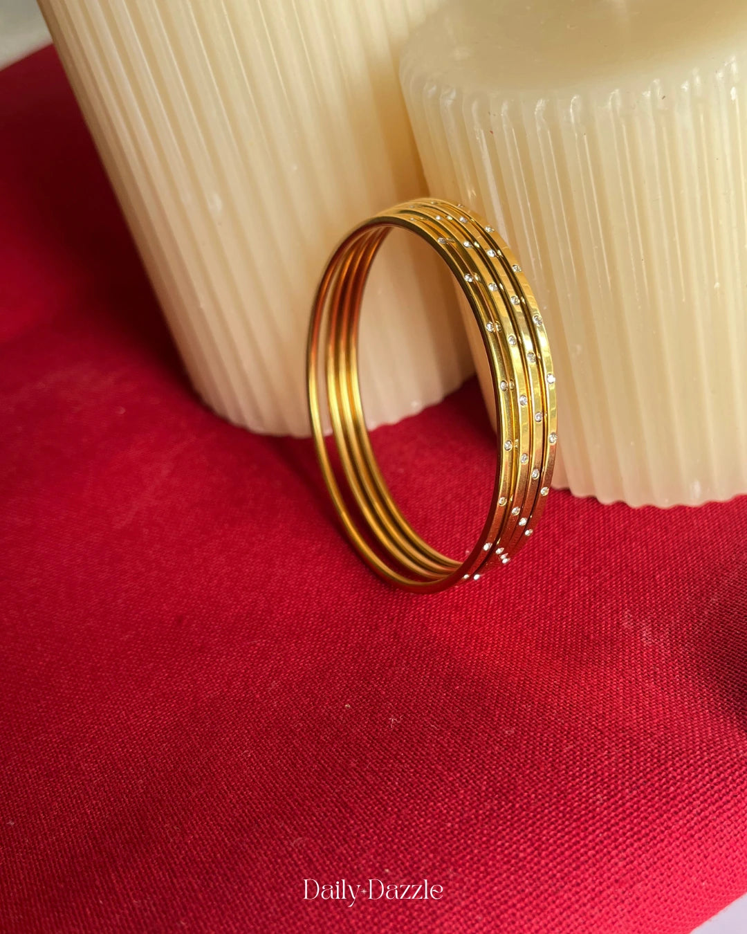 18K Gold Plated Stone-Studded Bangle (Set of 2)