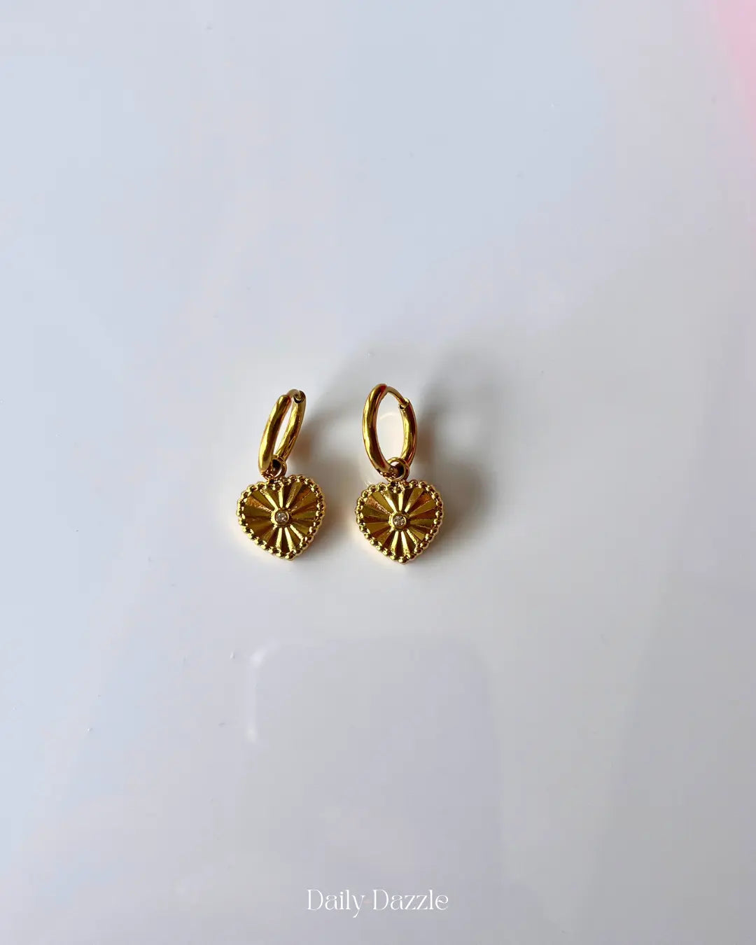 Sunburst Heart Hoop Earrings