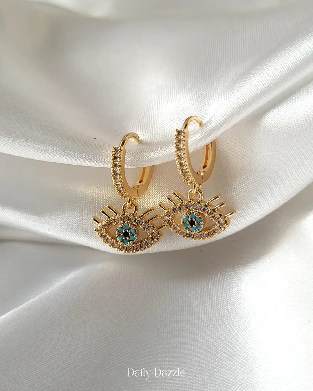 Evil Eye Charm Hoops