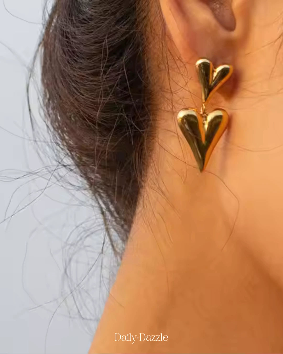 Golden Heart Drop Earrings