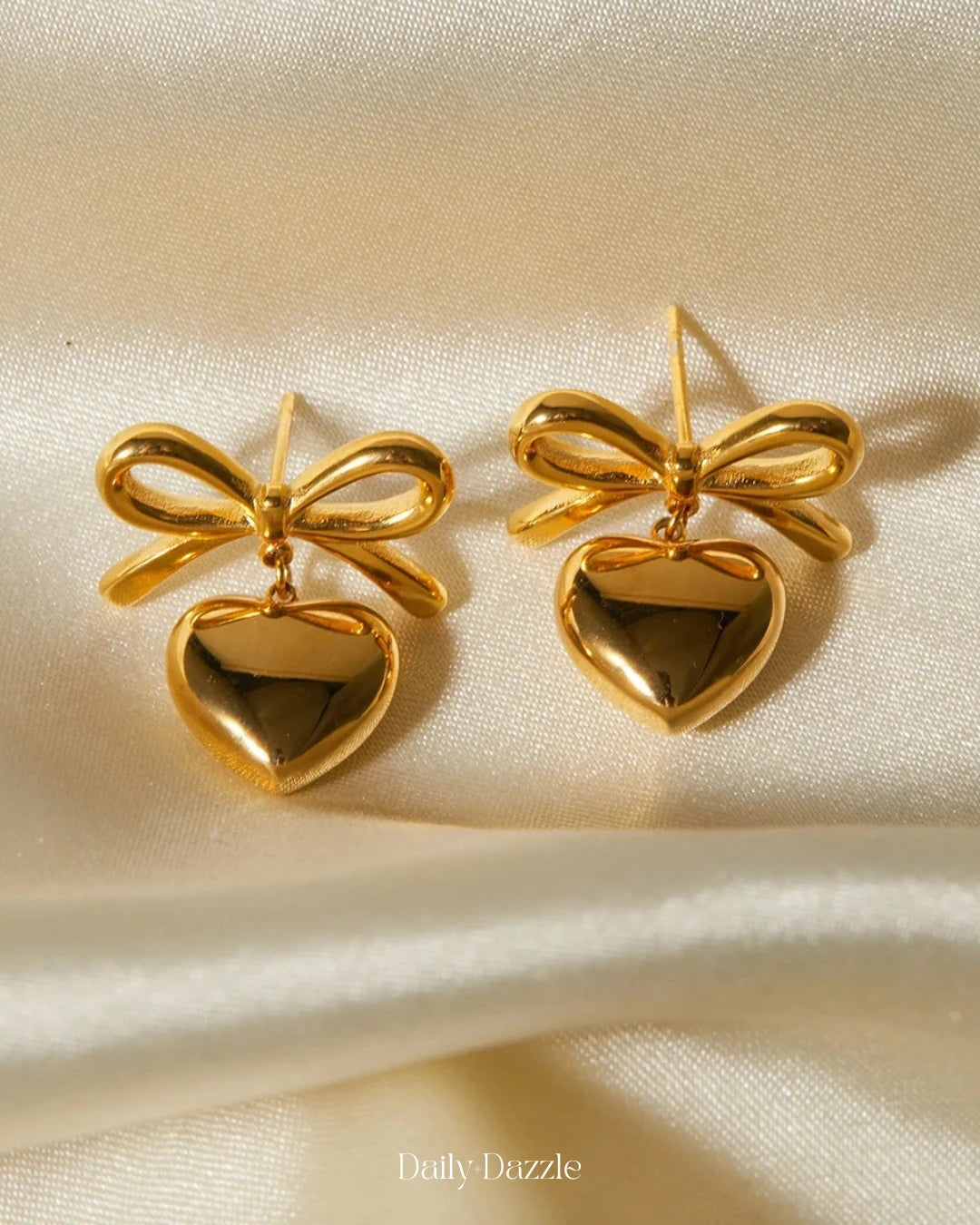 Bow & Heart Charm Earrings