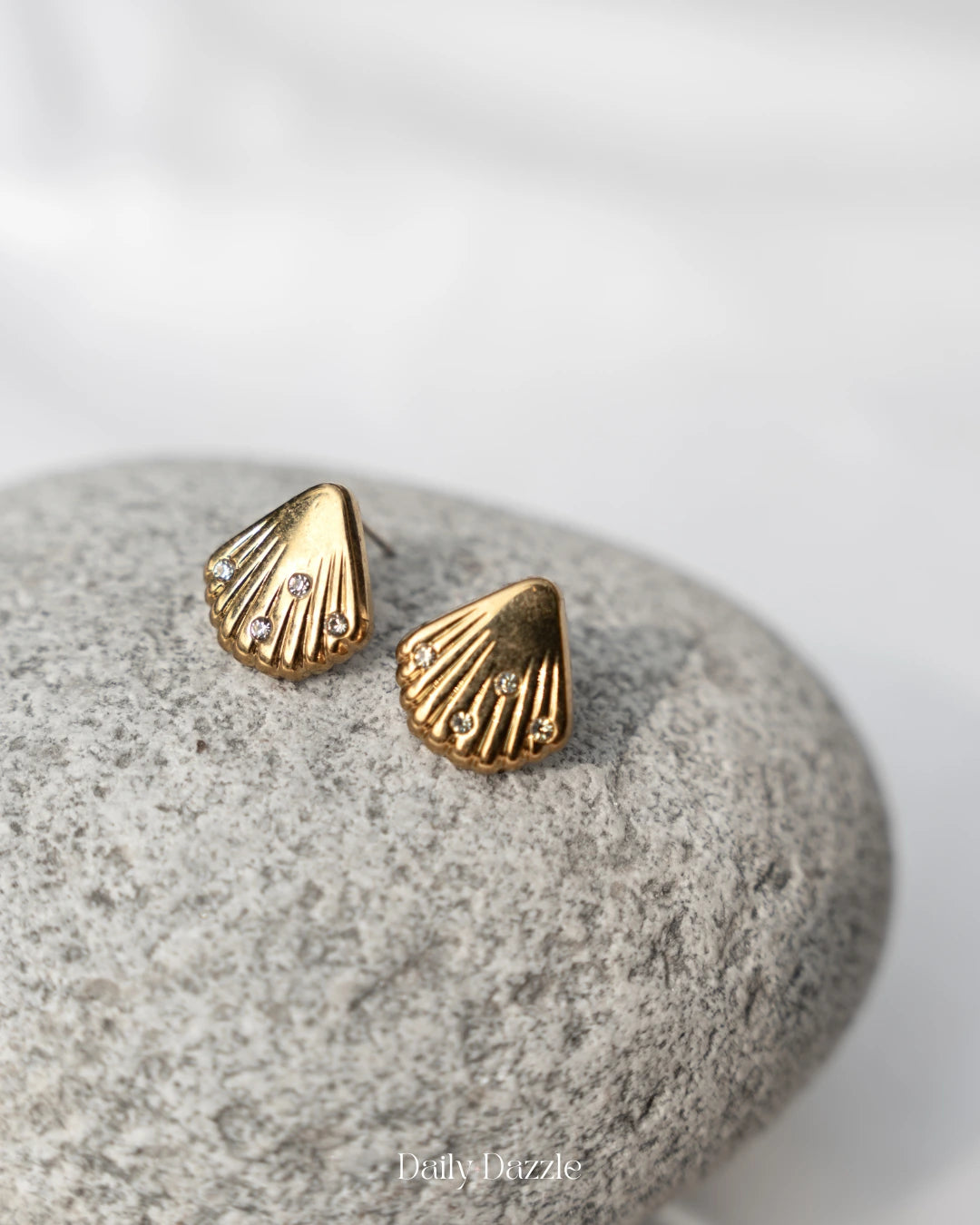 Golden Seashell Studs