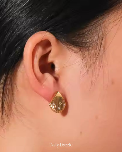 Golden Seashell Studs