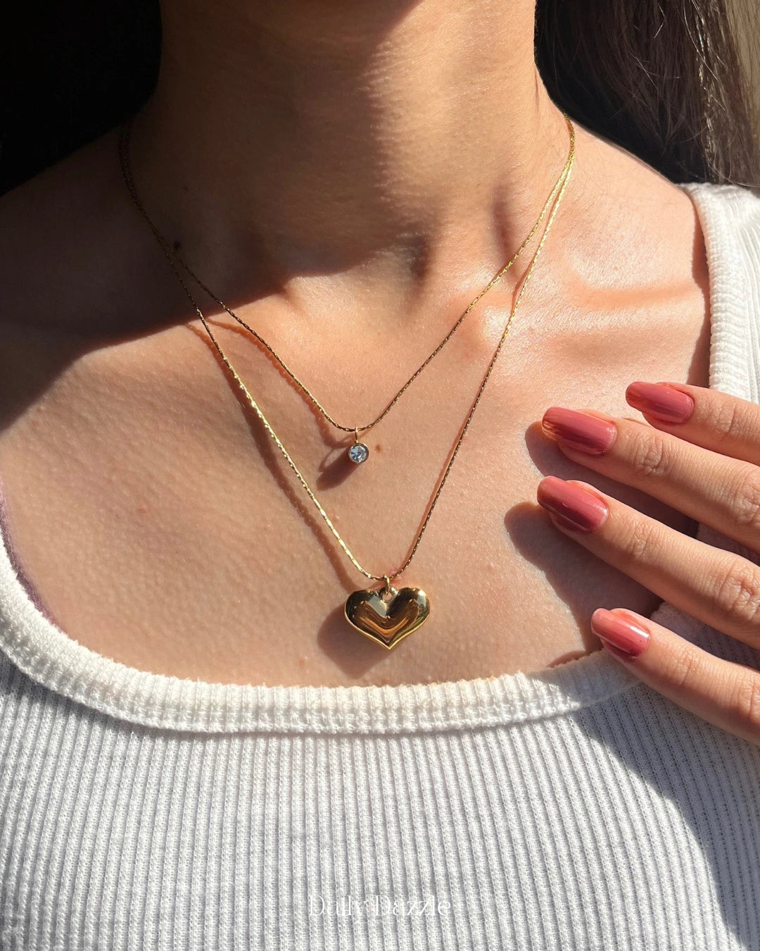 Golden Heart Duo Necklace