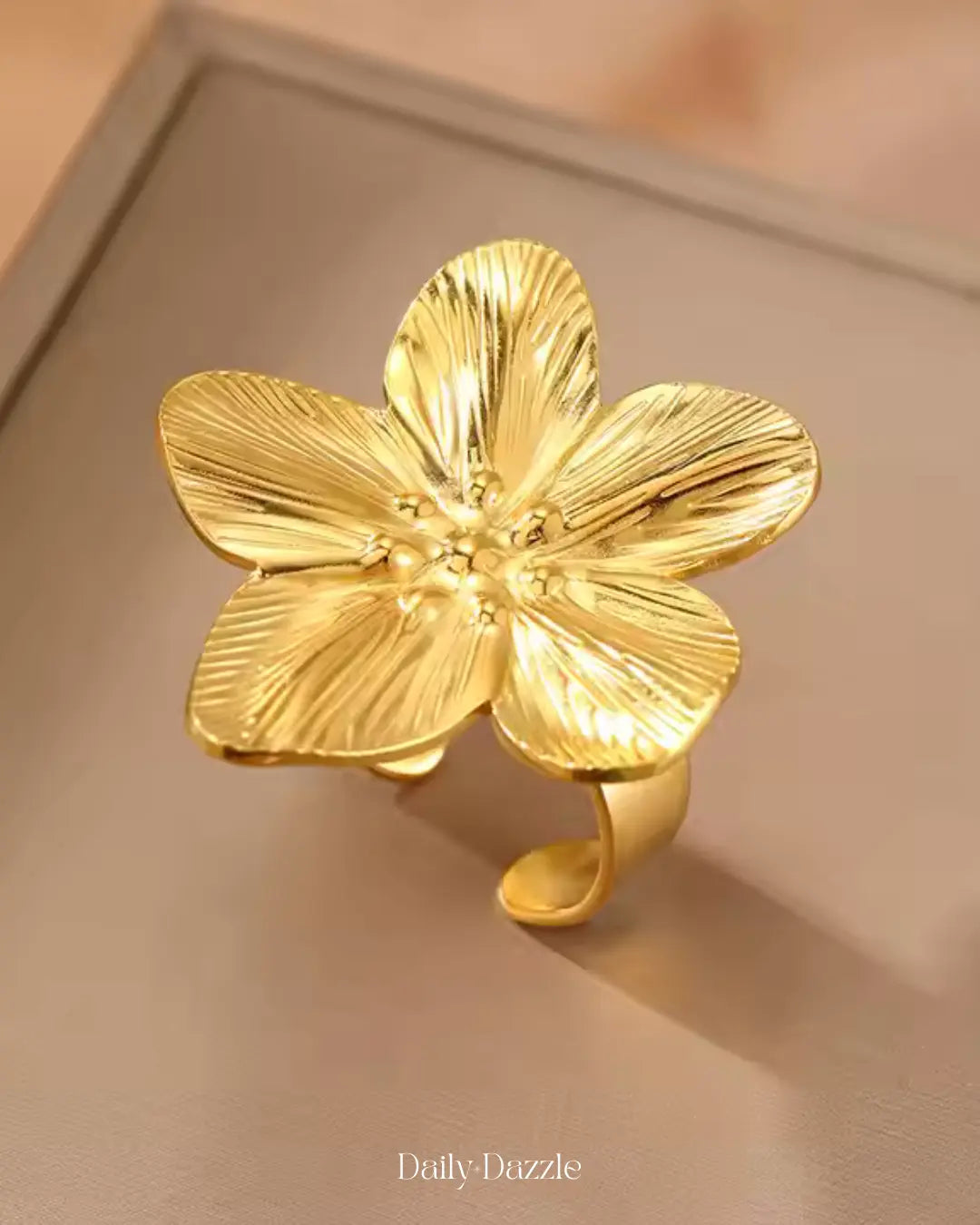 Golden Bloom Statement Ring – 18K Gold Plated