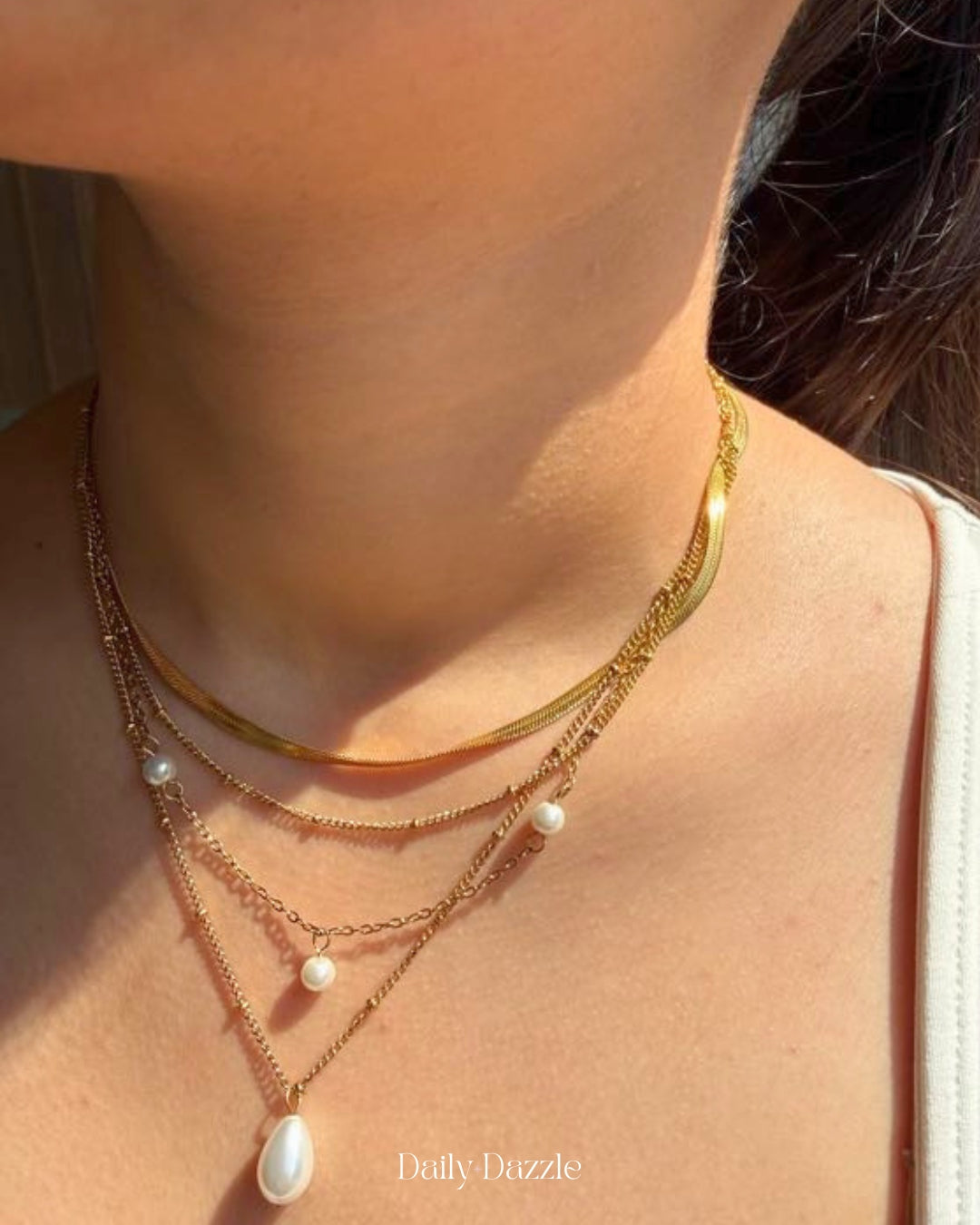 Golden Pearl Layered Necklace