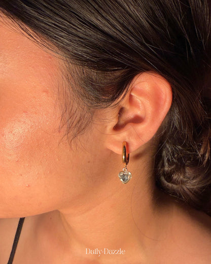 Heart Drop Hoops – 18K Gold-Plated