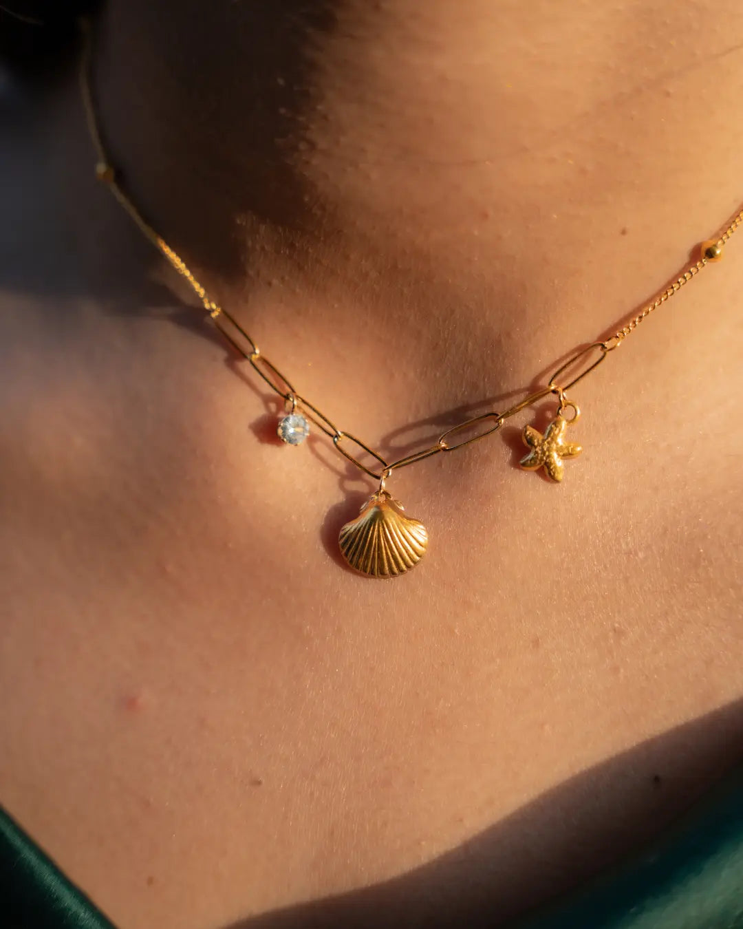 Golden Seashell Charm Necklace