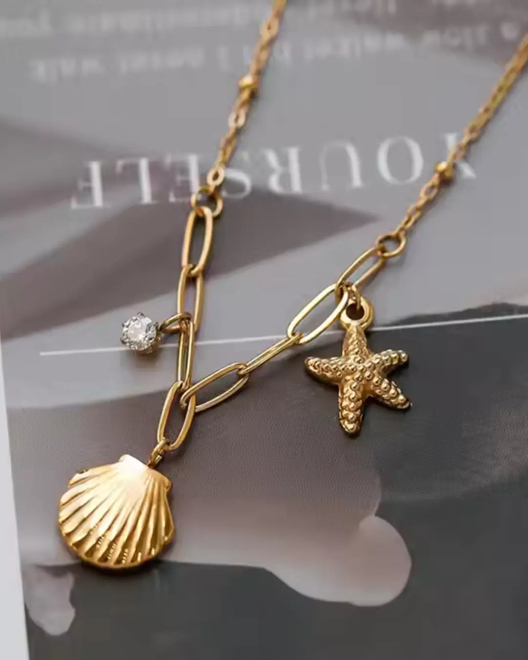 Golden Seashell Charm Necklace