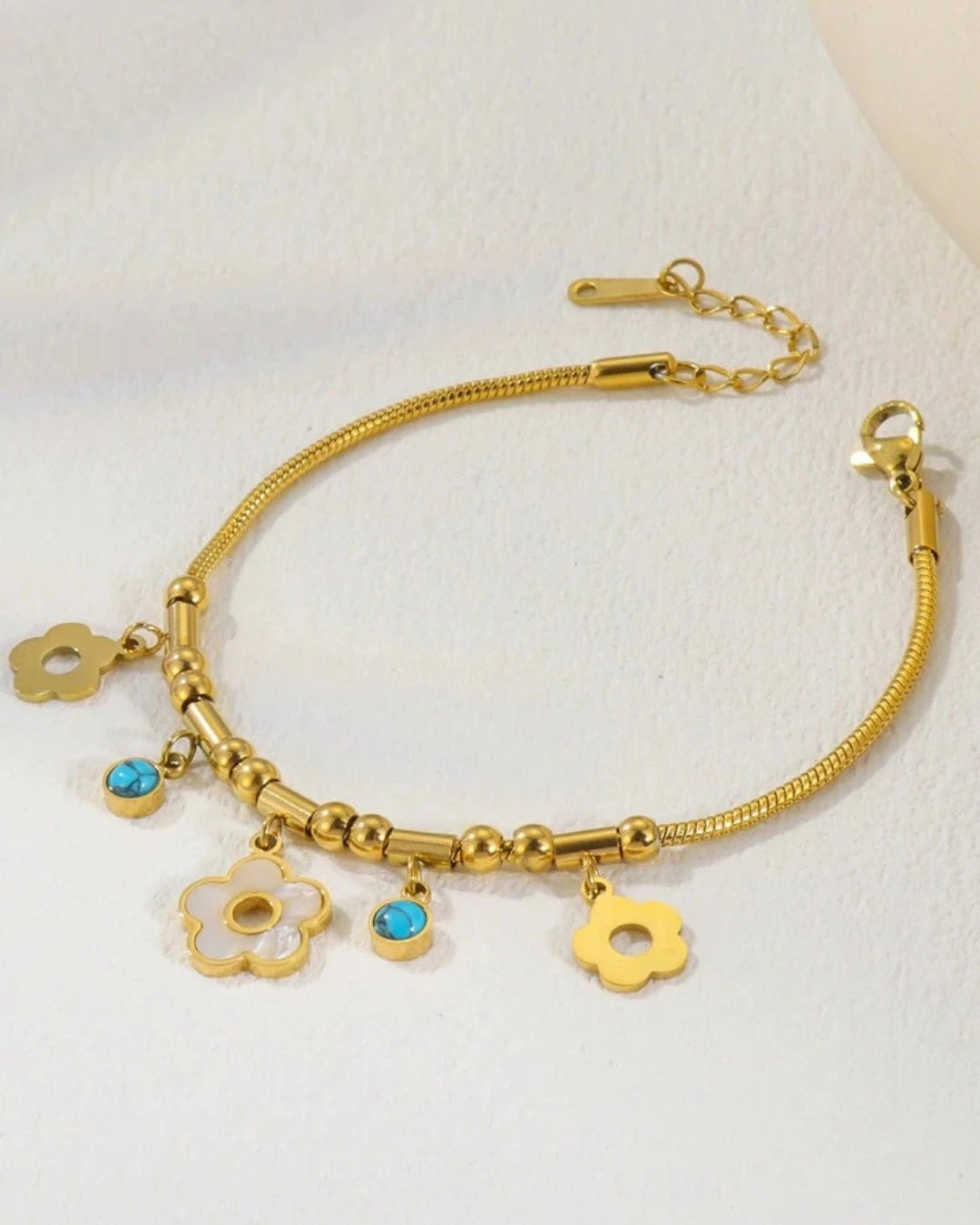 Golden Floral Charm Bracelet