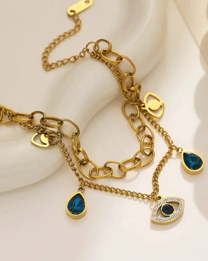 Evil Eye & Teardrop Charm Bracelet